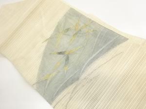 絽綴れ　草葉模様織り出し名古屋帯